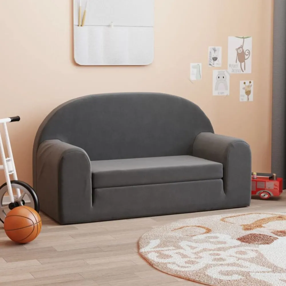 vidaXL Canapé-lit pour enfants 2 places peluche douce