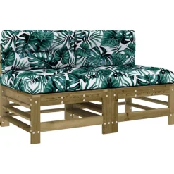 vidaXL Canapés centraux avec coussins 2 pcs bois de