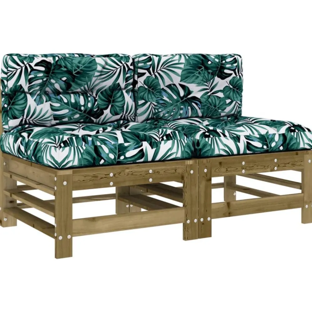 vidaXL Canapés centraux avec coussins 2 pcs bois de