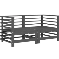 Mobilier De Jardin-vidaXL Canapés d'angle avec coussins 2 pcs gris bois de pin massif Pin gris