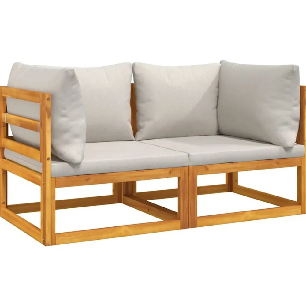 Mobilier De Jardin-vidaXL Canapés d'angle sectionnels 2 pcs coussins acacia Gris clair