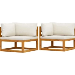 Mobilier De Jardin-vidaXL Canapés d'angle sectionnels 2 pcs avec coussins Blanc crème Crème