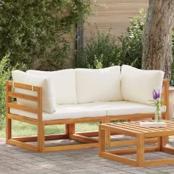 Mobilier De Jardin-vidaXL Canapés d'angle sectionnels 2 pcs avec coussins Blanc crème Cr&egrave;me