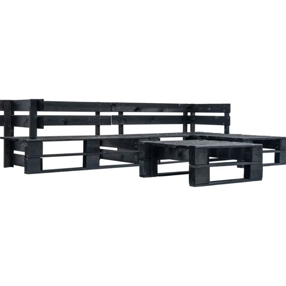 Mobilier De Jardin-vidaXL Canapés de jardin palette 4 pcs Bois Noir