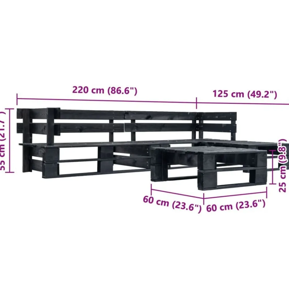 Mobilier De Jardin-vidaXL Canapés de jardin palette 4 pcs Bois Noir