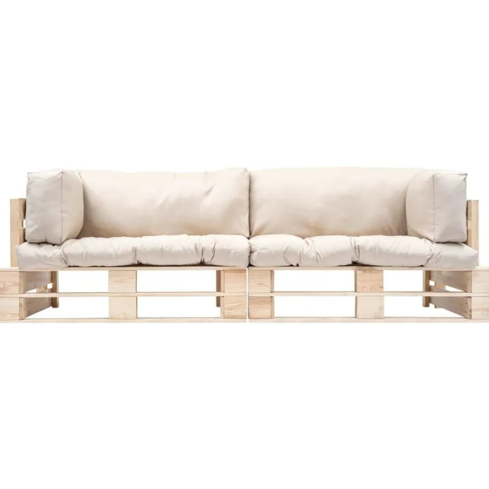 Mobilier De Jardin-vidaXL Canapés de jardin palette 2 pcs avec coussins sable Pinède Naturel et sable