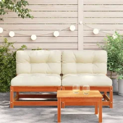 vidaXL Canapés de jardin sans accoudoirs coussins 2pcs bois massif pin