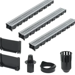Plomberie-vidaXL Caniveau de drainage 3 pcs Acier galvanisé 3 m