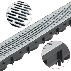 Plomberie-vidaXL Caniveau de drainage 3 pcs Acier galvanisé 3 m
