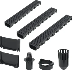 Plomberie-vidaXL Caniveaux de drainage 3 pcs Plastique 3 m
