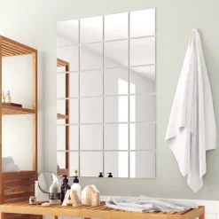 vidaXL Carreau de miroir 24 pcs Carré Verre