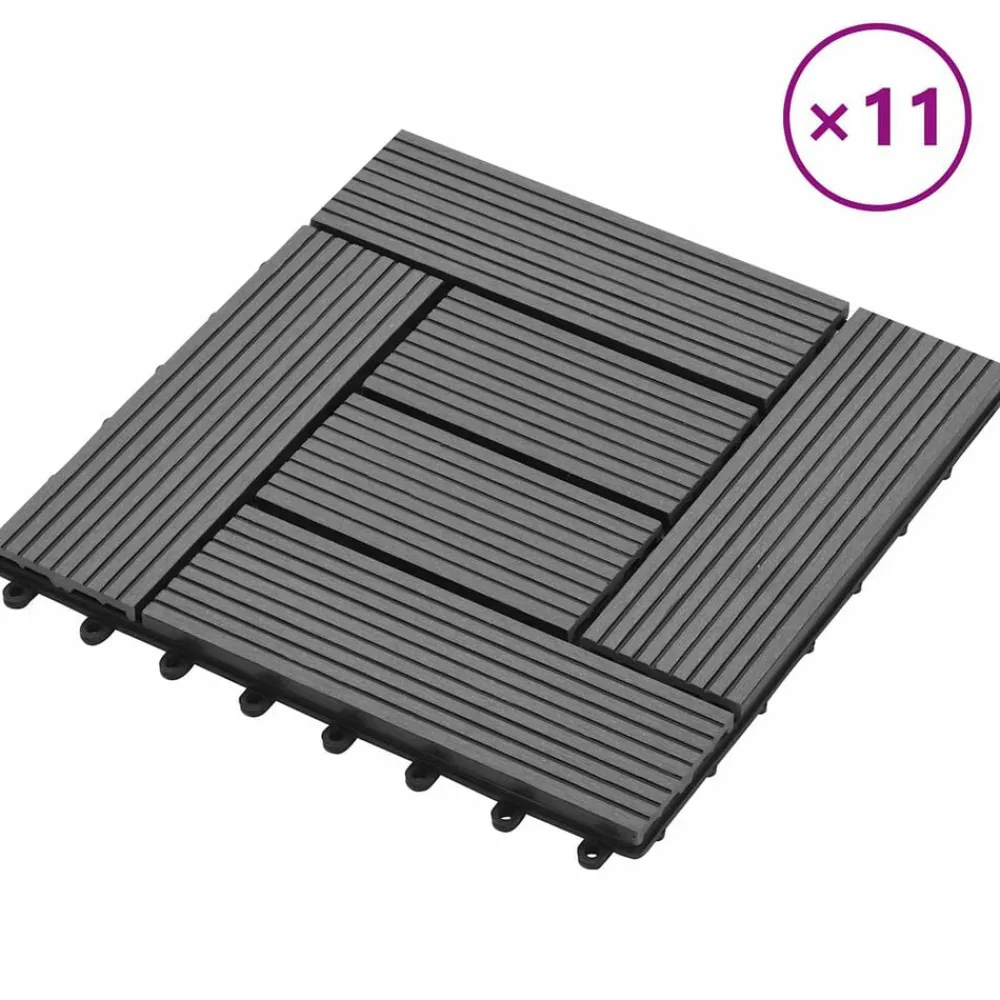 vidaXL Carreau de terrasse 11 pcs 30 x 30 cm WPC