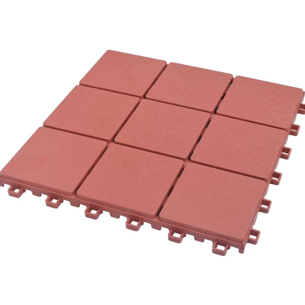 Produits Ménagers-vidaXL Carreau de terrasse 10 pcs Rouge 30,5 x 30,5 x 2,2 cm