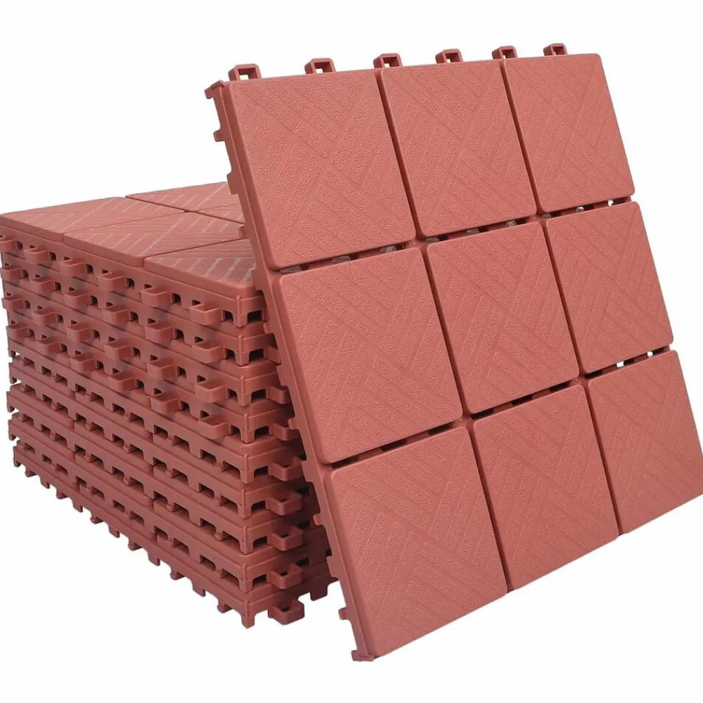 Produits Ménagers-vidaXL Carreau de terrasse 10 pcs Rouge 30,5 x 30,5 x 2,2 cm