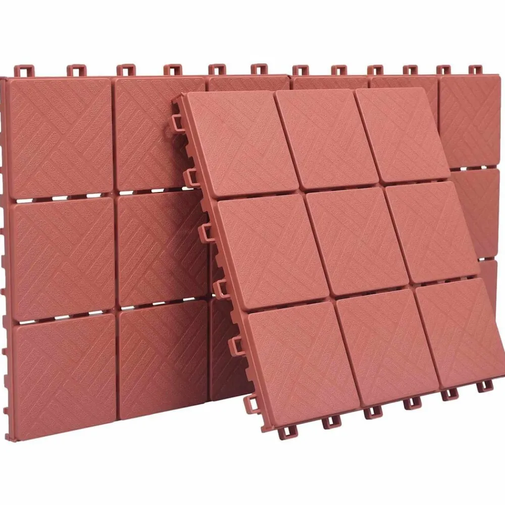 Produits Ménagers-vidaXL Carreau de terrasse 10 pcs Rouge 30,5 x 30,5 x 2,2 cm