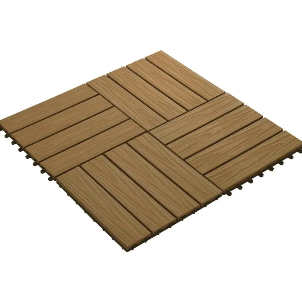 vidaXL Carreau de terrasse Design 3D 11 pcs Teck 30 x 30 cm WPC