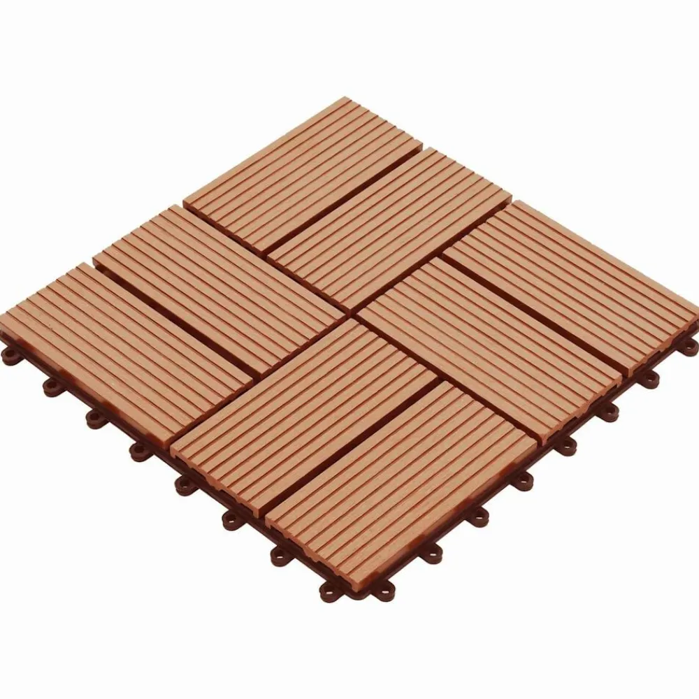 Produits Ménagers-vidaXL Carreau de terrasse 11 pcs Teck 30 x 30 cm WPC Couleur teck