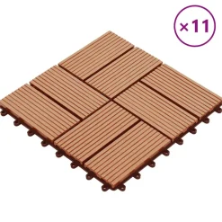 Produits Ménagers-vidaXL Carreau de terrasse 11 pcs Teck 30 x 30 cm WPC Couleur teck