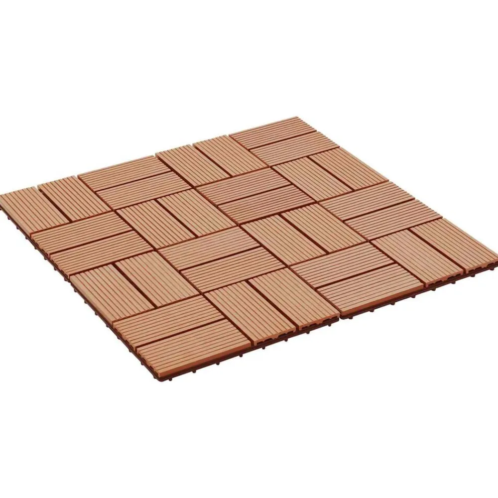 Produits Ménagers-vidaXL Carreau de terrasse 11 pcs Teck 30 x 30 cm WPC Couleur teck