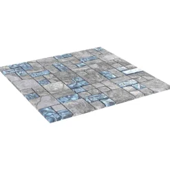 Matériaux De Construction|Décorations-vidaXL Carrelage en mosaïque 11 pcs 50 x 50 cm Verre Gris et bleu