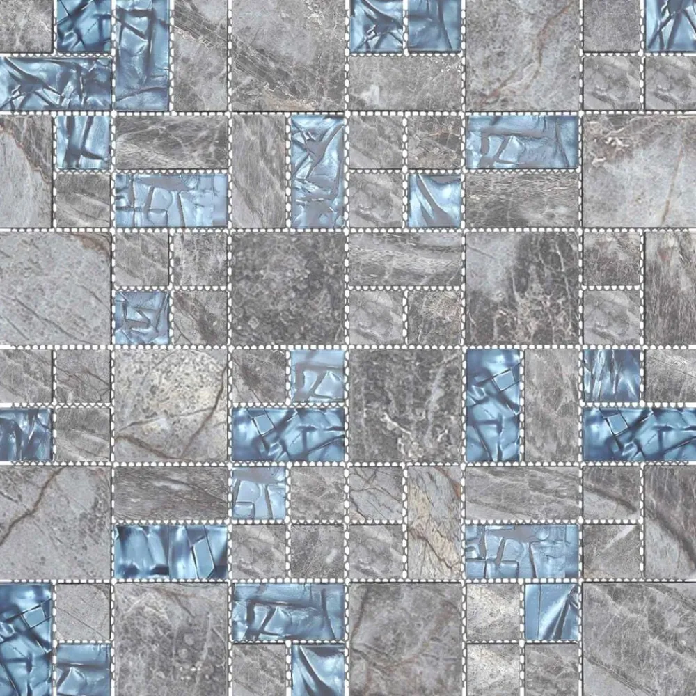 Matériaux De Construction|Décorations-vidaXL Carrelage en mosaïque 11 pcs 50 x 50 cm Verre Gris et bleu