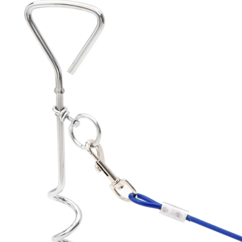 Articles Pour Animaux De Compagnie-vidaXL Câble d'attache pour chien avec piquet de sol 3 m