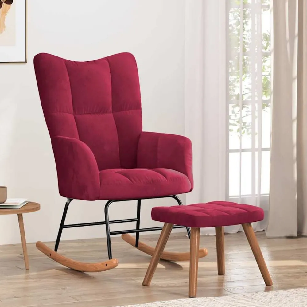 vidaXL Chaise à bascule avec repose-pied Velours