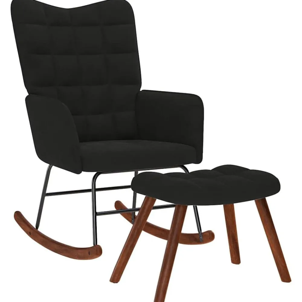 vidaXL Chaise à bascule avec tabouret en velours