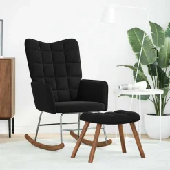 vidaXL Chaise à bascule avec tabouret en velours