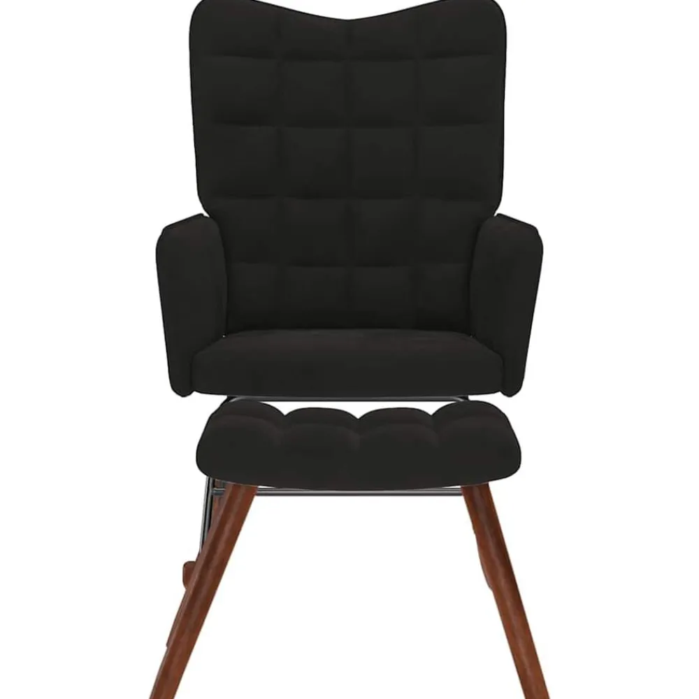 vidaXL Chaise à bascule avec tabouret en velours