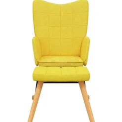 Fauteuils Et Chaises-vidaXL Chaise à bascule avec tabouret Tissu jaune moutarde