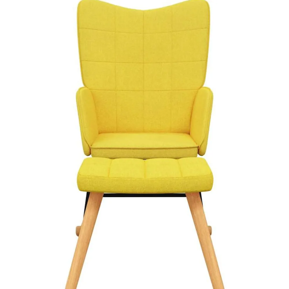 Fauteuils Et Chaises-vidaXL Chaise à bascule avec tabouret Tissu jaune moutarde