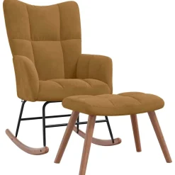 vidaXL Chaise à bascule avec tabouret en velours