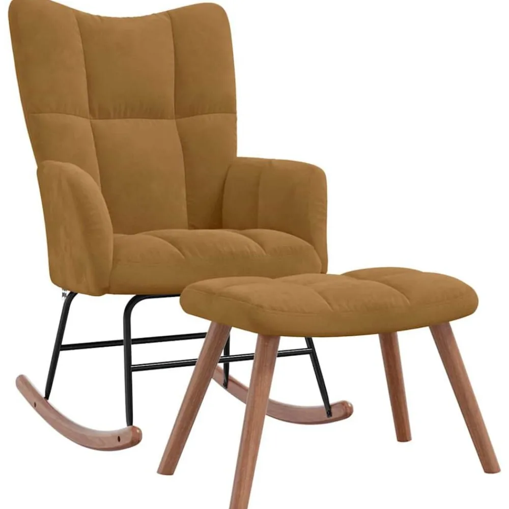vidaXL Chaise à bascule avec tabouret en velours