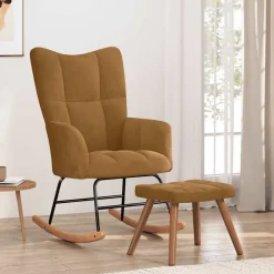 vidaXL Chaise à bascule avec tabouret en velours