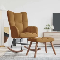 vidaXL Chaise à bascule avec tabouret en velours