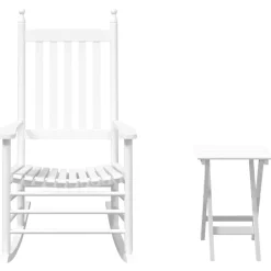 Fauteuils Et Chaises-vidaXL Chaise à bascule avec table pliable bois massif peuplier Blanc