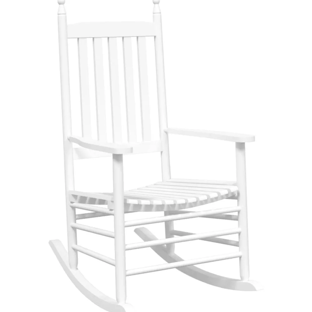 Fauteuils Et Chaises-vidaXL Chaise à bascule avec table pliable bois massif peuplier Blanc
