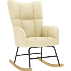 Fauteuils Et Chaises-vidaXL Chaise à bascule Crème Tissu Crème
