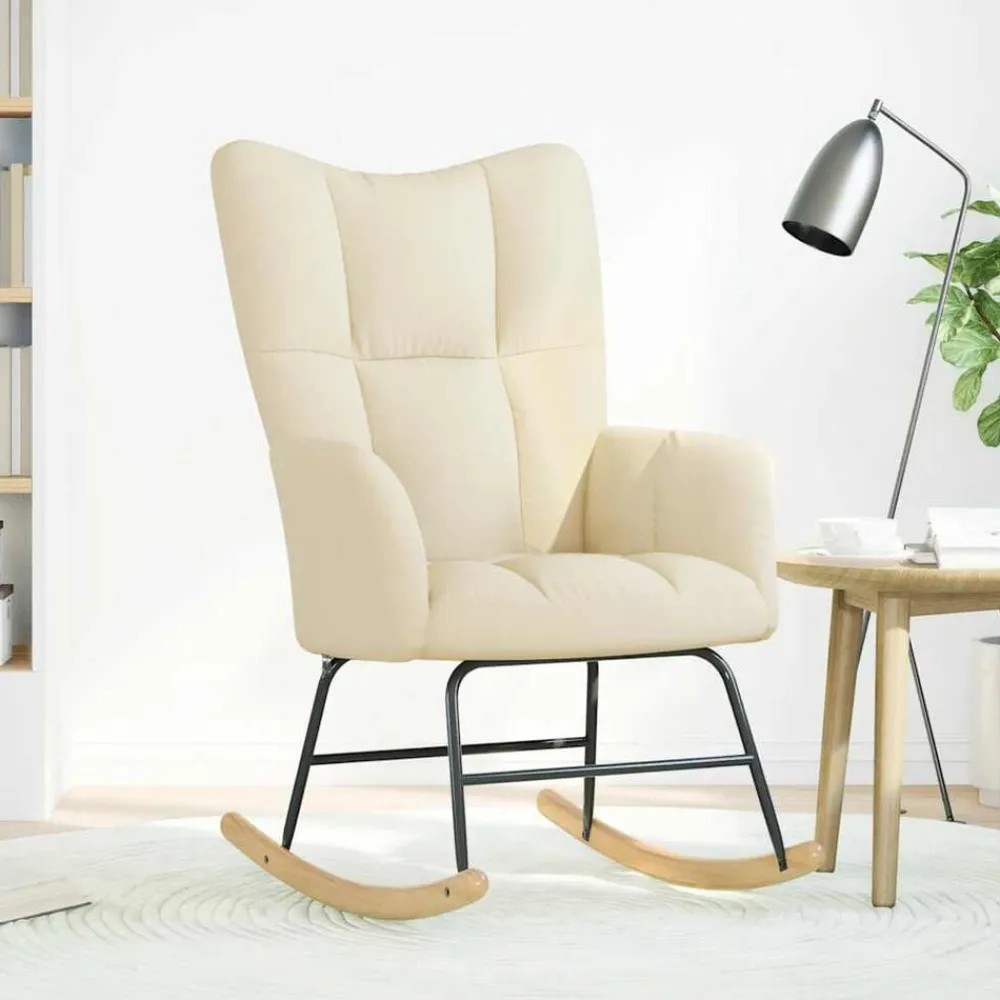 Fauteuils Et Chaises-vidaXL Chaise à bascule Crème Tissu Crème