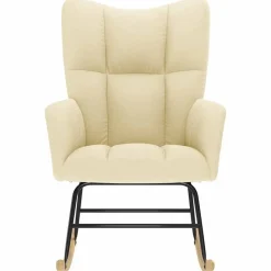 Fauteuils Et Chaises-vidaXL Chaise à bascule Crème Tissu Crème
