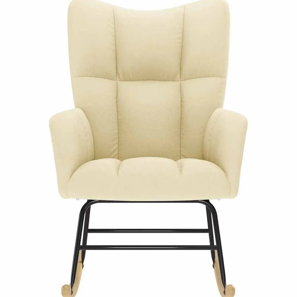 Fauteuils Et Chaises-vidaXL Chaise à bascule Crème Tissu Crème