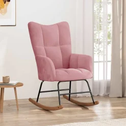 Fauteuils Et Chaises-vidaXL Chaise à bascule Velours Rose