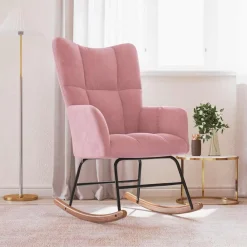 Fauteuils Et Chaises-vidaXL Chaise à bascule Velours Rose