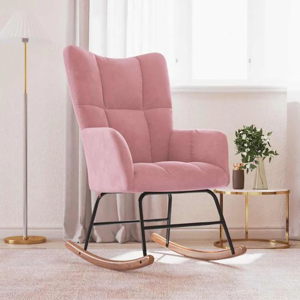Fauteuils Et Chaises-vidaXL Chaise à bascule Velours Rose