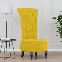 Fauteuils Et Chaises-vidaXL Chaise à dossier haut velours conception de bouton Jaune