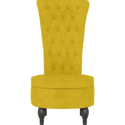 Fauteuils Et Chaises-vidaXL Chaise à dossier haut velours conception de bouton Jaune