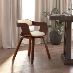 vidaXL Chaise à manger Crème Similicuir et bois courbé