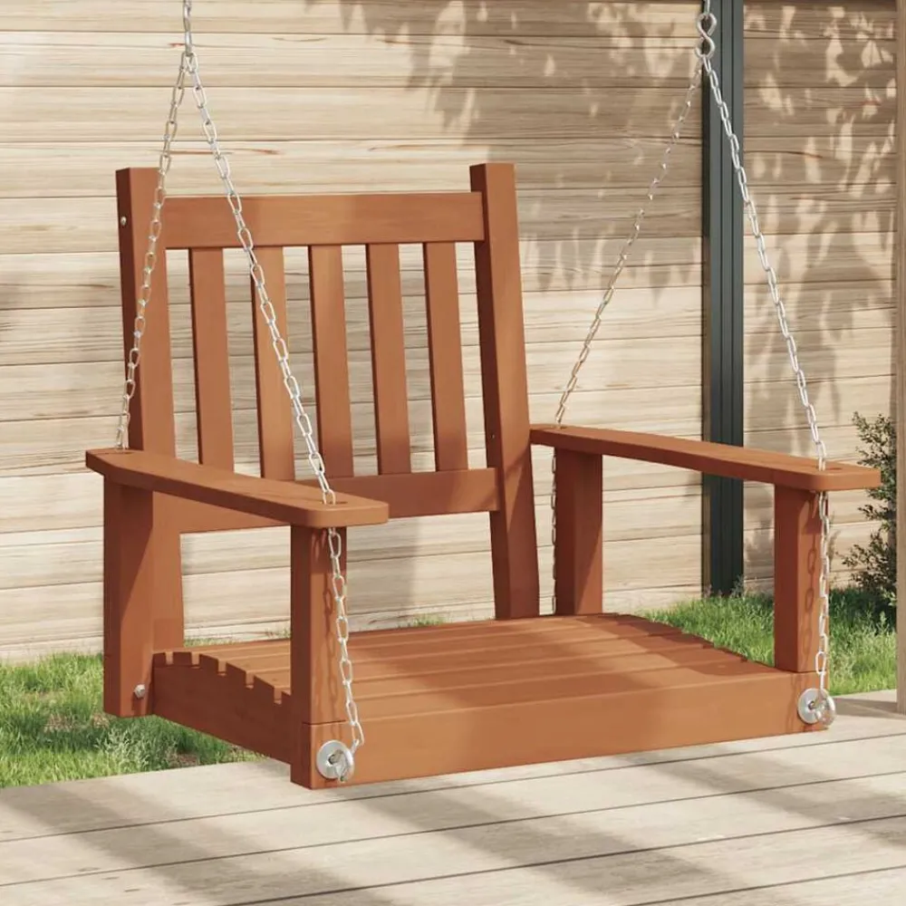 vidaXL Chaise balançoire de jardin chaînes en métal bois massif sapin