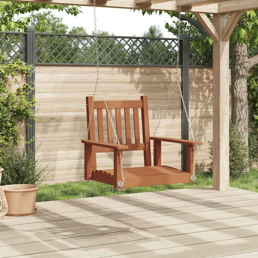 vidaXL Chaise balançoire de jardin chaînes en métal bois massif sapin